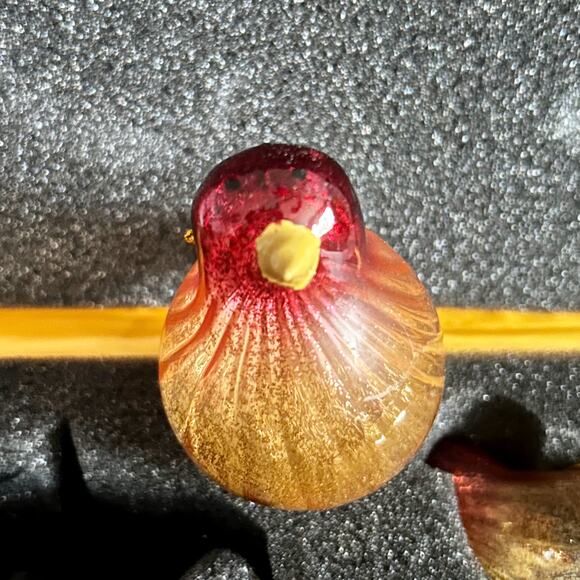Handblown Art Glass Red & Gold Bird Holiday Ornaments Spun Glass 4.5" Set of 6 - Picture 5 of 7